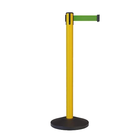 Montour Line Stanchion Belt Barrier Yellow Post 11ft. Green Belt ES400-YW-GN-110